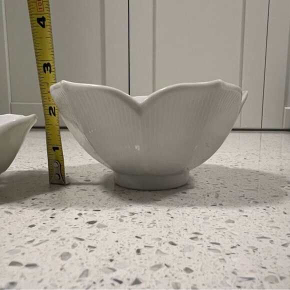 Vintage 1960s HOMCO White Lotus Flower Bowls - Dessert,Dips,Snacks - Set of 2 - Picture 10 of 11